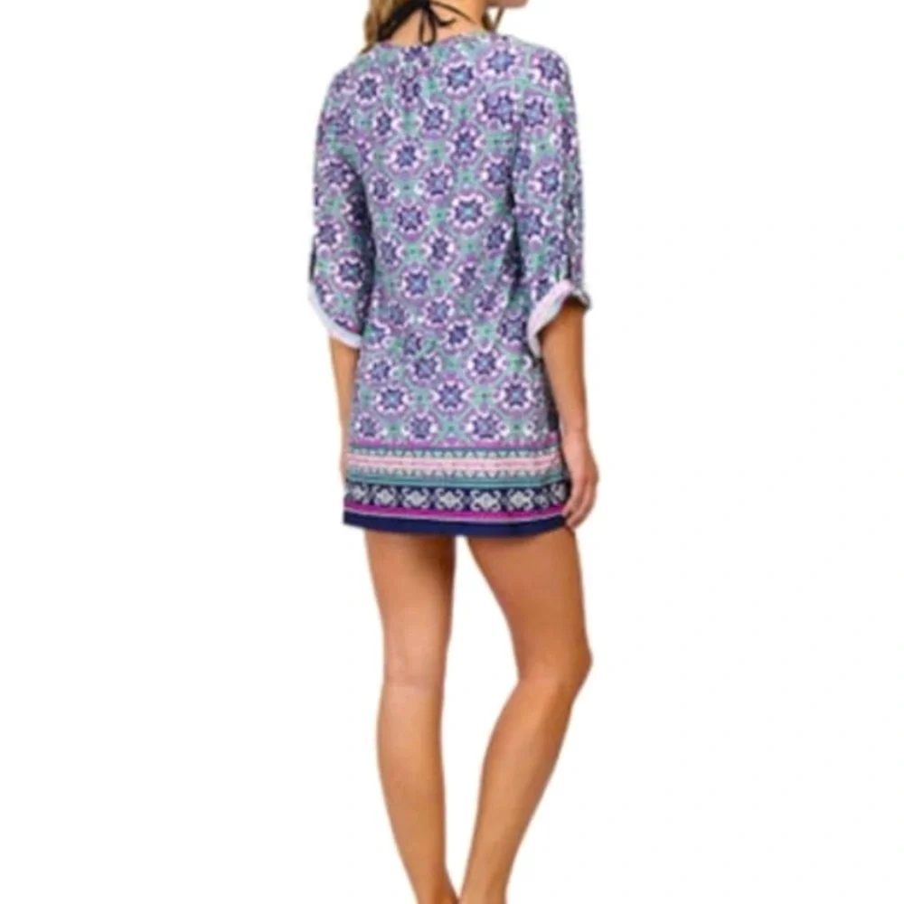 $140 NWT Nanette Lepore MULTI PURPLE LUXURIOUSLY SOFT SWIMSUIT COVER UP DRESS - Picture 7 of 13